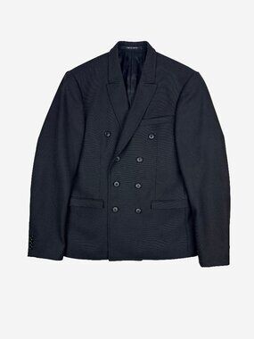 TIGER OF SWEDEN Wool Blend Double Breasted Black Blazer Size EU 46 US 36